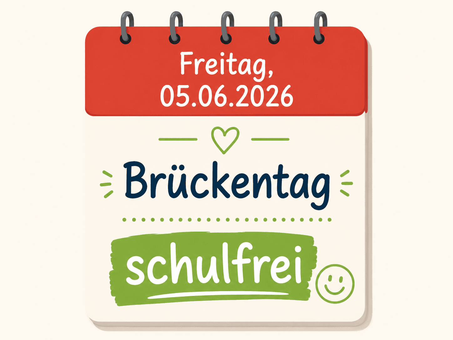 Brückentag – schulfrei am Freitag, 05.06.2026